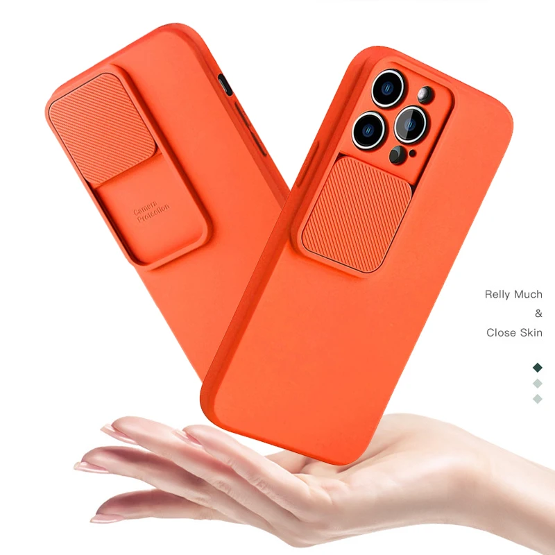 10pcs Slide Close Camera Protection Soft TPU Case For iPhone 13 12 11 Pro XS Max X XR 7 8 Plus SE2020 Solid Silicone Cover Coque