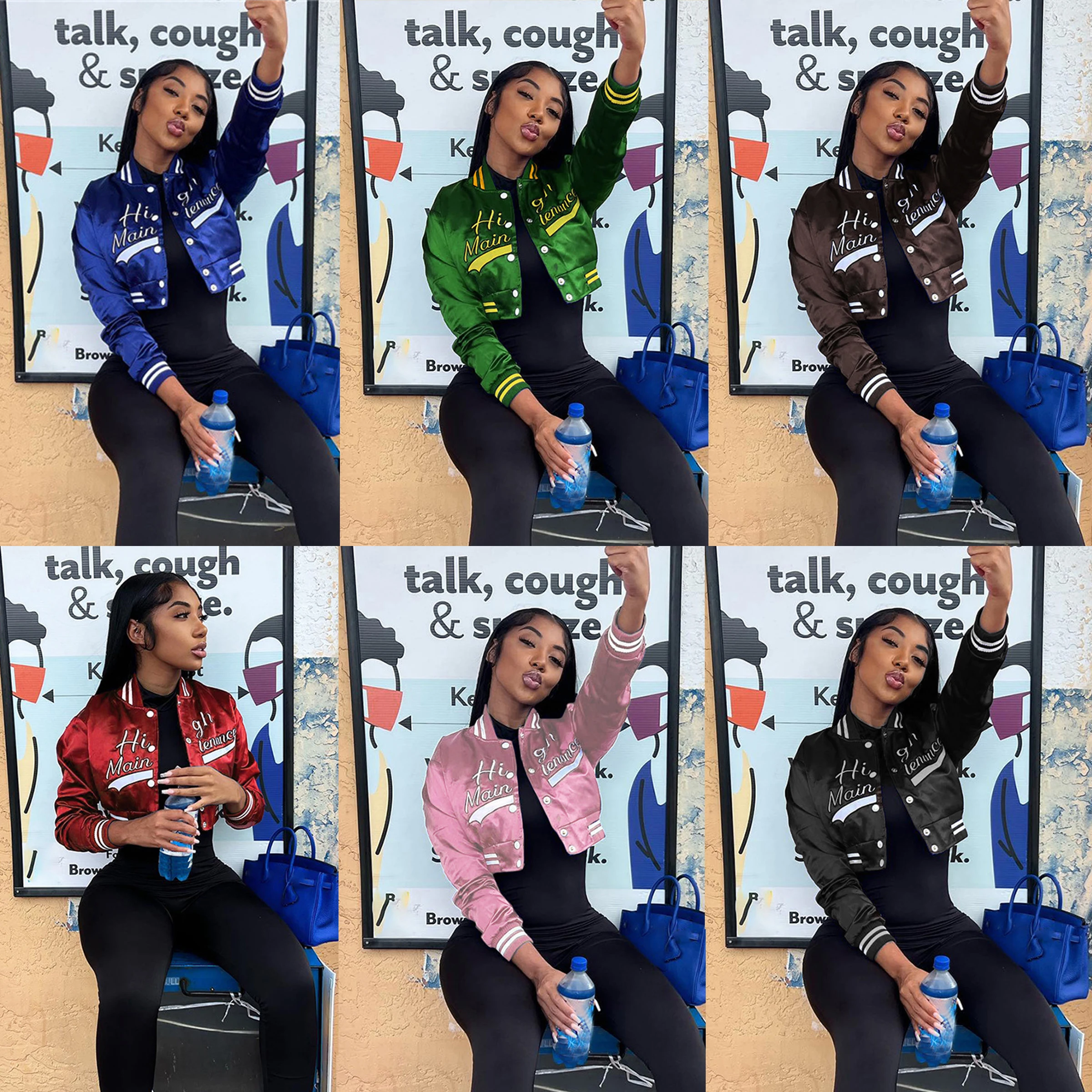 

Varsity Baseball Letterman Jacket Winter Clothes Women 2022 Cropped Cyber Y2K Streetwear Racing Bomber Winter Jackets Satin Coat