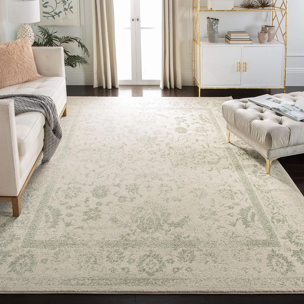 

Area Rug - 8' x 10', Ivory & Sage, Oriental Distressed Design, Non-Shedding & Easy Care, Ideal for High Traffic Areas