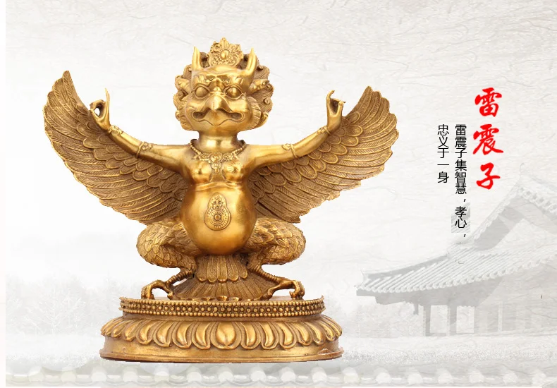 TOP GOOD Talisman  # KAI GUANG exorcise evil spirits Garuda Dhwaja Dharma brass statue 26