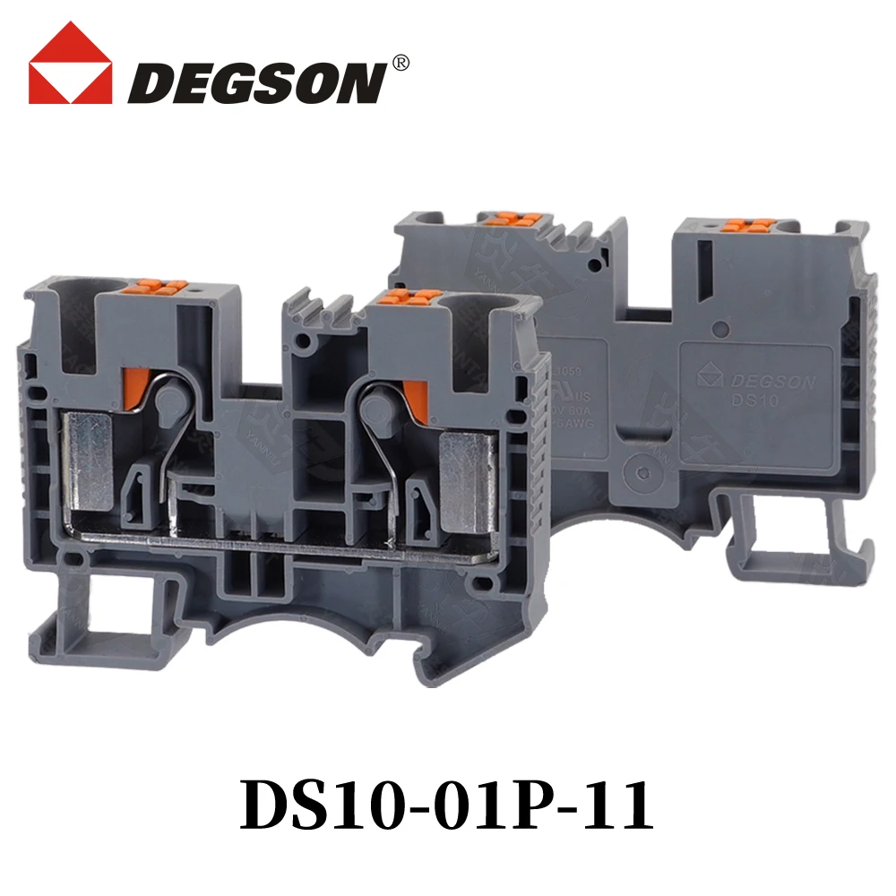 10Pcs DEGSON DS10-01P-11-00ZH DS10-PE D-DS10 Din rail terminal blocks Connector DS10 Phoenix Contact Lead 7439-92-1 57A 1000V