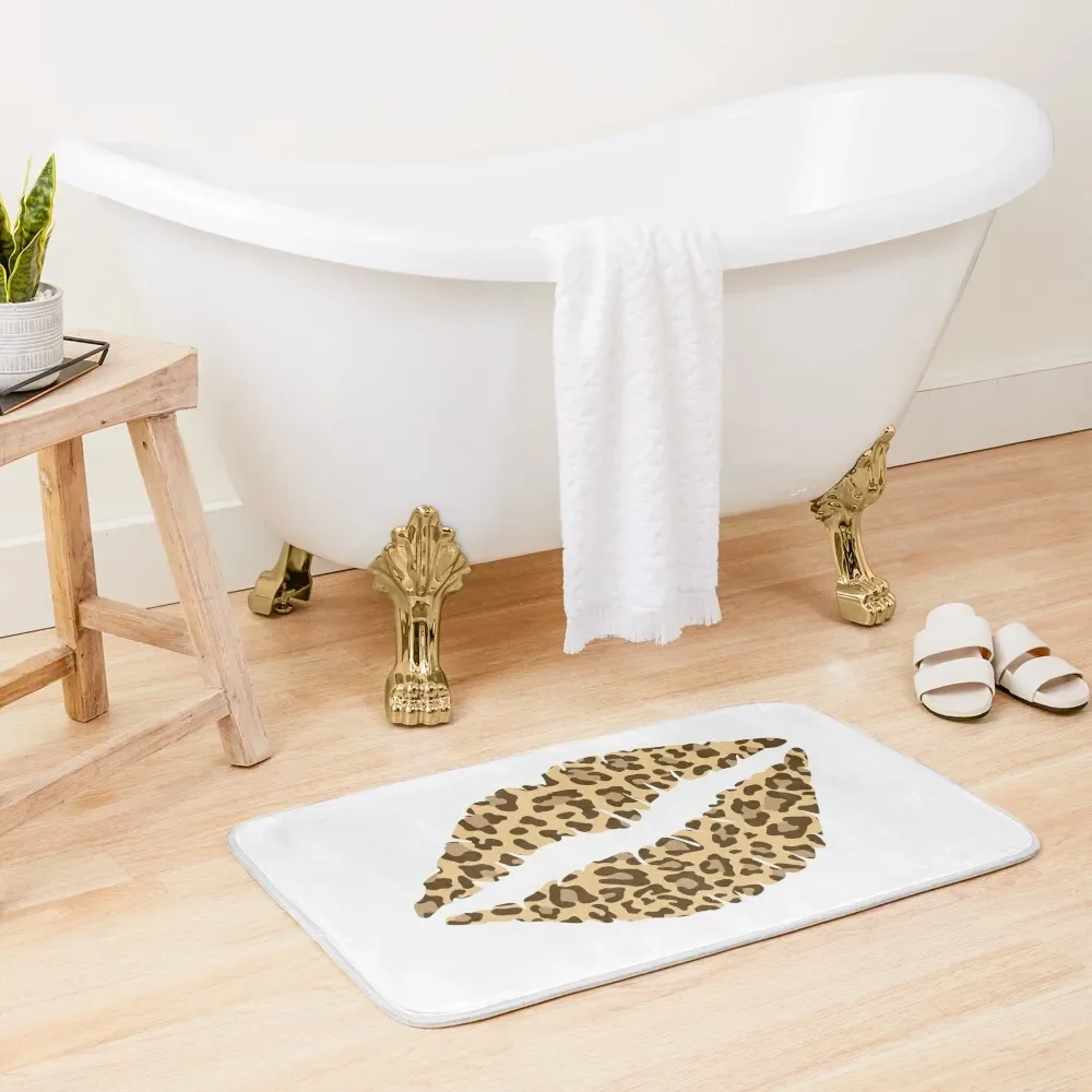 

Leopard Print Lips Bath Mat Household Items Bathroom Deco Mat