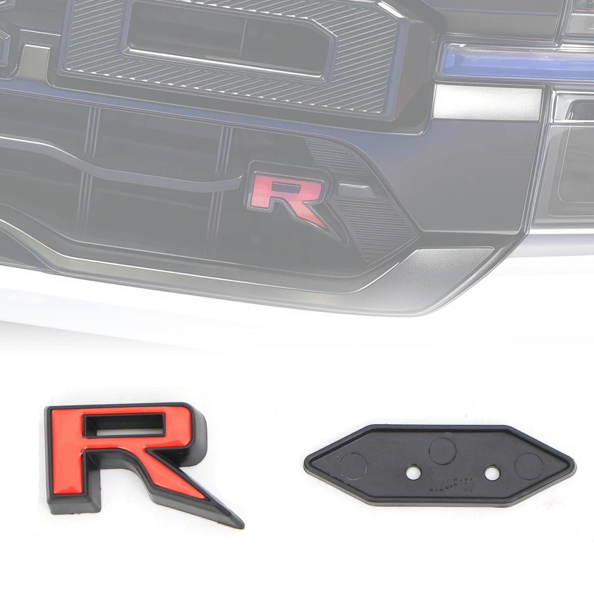 

3D plastic R Logo Front Grille Emblem Badge Car Rear Trunk Stickers For Ford Accessories