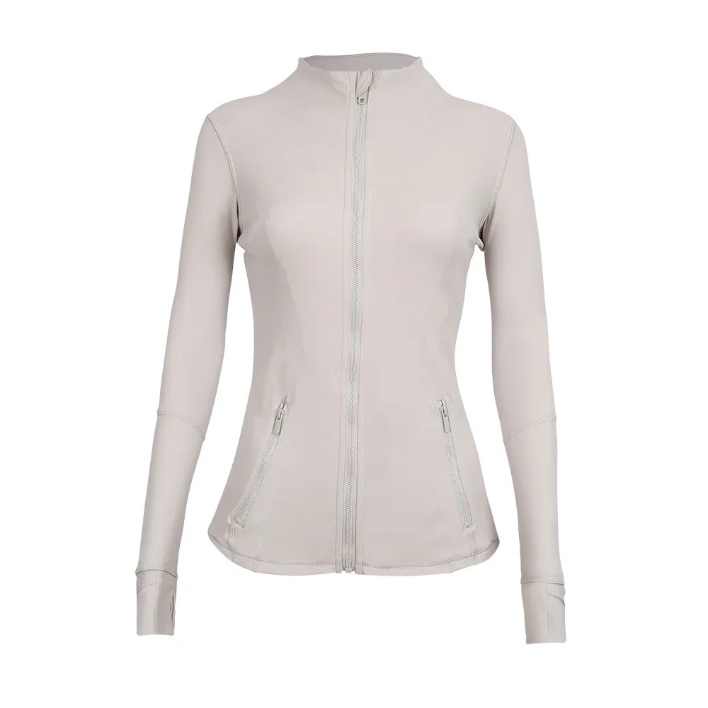 L Dames Yoga Kleding Vrouwen Jasje Lange Mouw Rits Gym Sport Fitness Slim Fit Jassen Outdoor Casual Zonwering Kleding