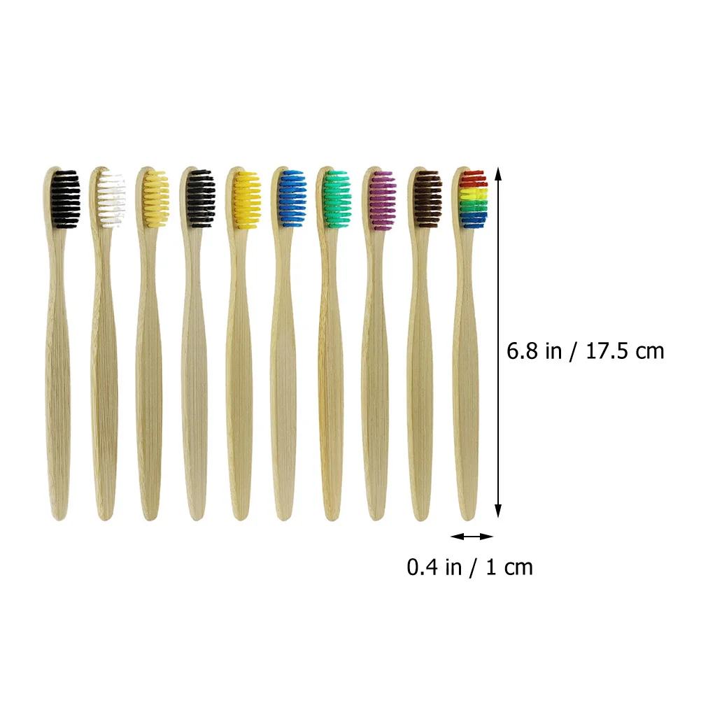

10Pcs Soft Bristle Bamboo Toothbrush Set Wood Handle Effective Cleaning Travel Portable Household Dental Care