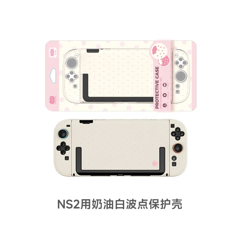 Cute Switch 2 Protective Case Ns2 Pink Polka Dot Hard Shell With Thumb Grip Caps Button Stickers Anti Slip Cover view 6