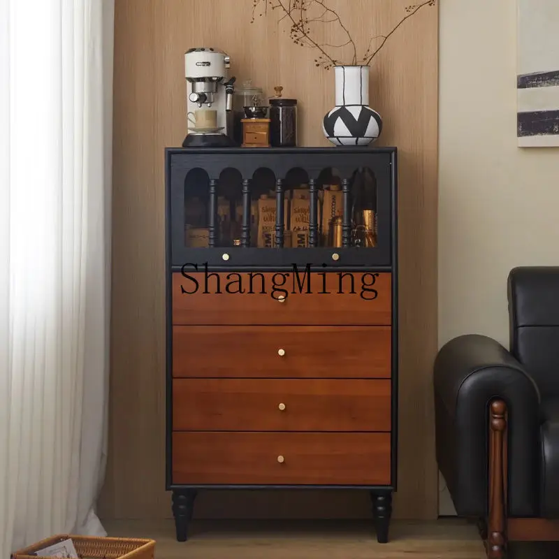 

CL Vintage White Ash Wood Chest of Wall-Mounted Storage Side Cabinet Antique Style Mildew-Resistant Storage Cabinet