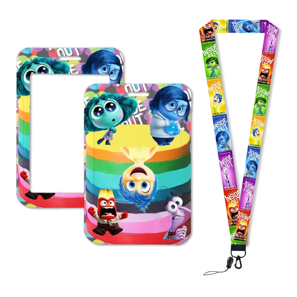 New Disney Inside Out 2 Card Case Lanyard ID Badge Holder Strap University Bus Pass Case Cover Slip Bank Credit Card Holder