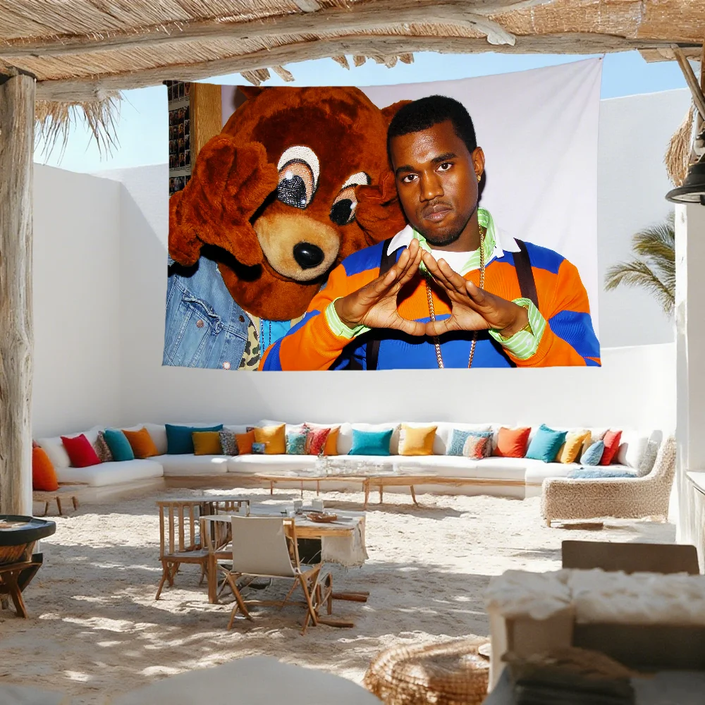 K-kanye-e singer Bear College Dropout Rapper flag For Outdoor Camping Bar Picnic Party Home Decoration Ornaments Banner