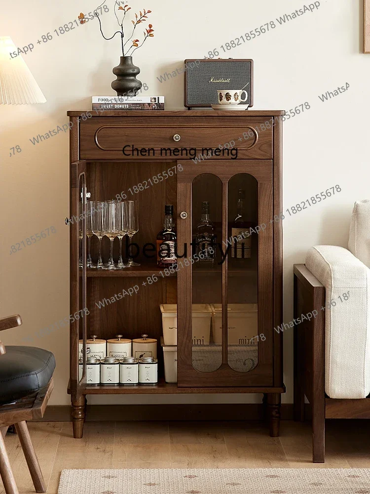 

2003North American black walnut American pure solid wood dining side cabinet retro wall entrance cabinet home restaurant