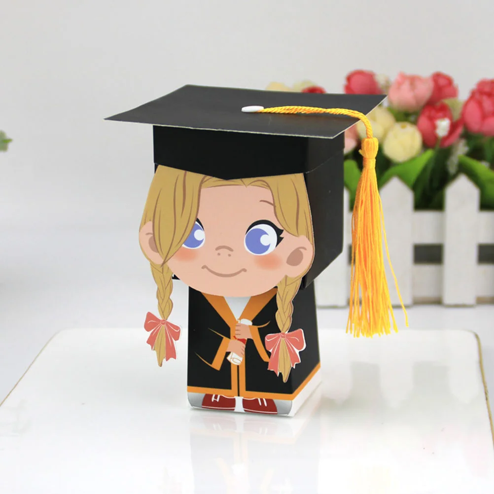 

20 Pcs Graduation Candy Box Paper Container Party Cap Banquet Cases Candies Packaging Favor Boxes Supplies