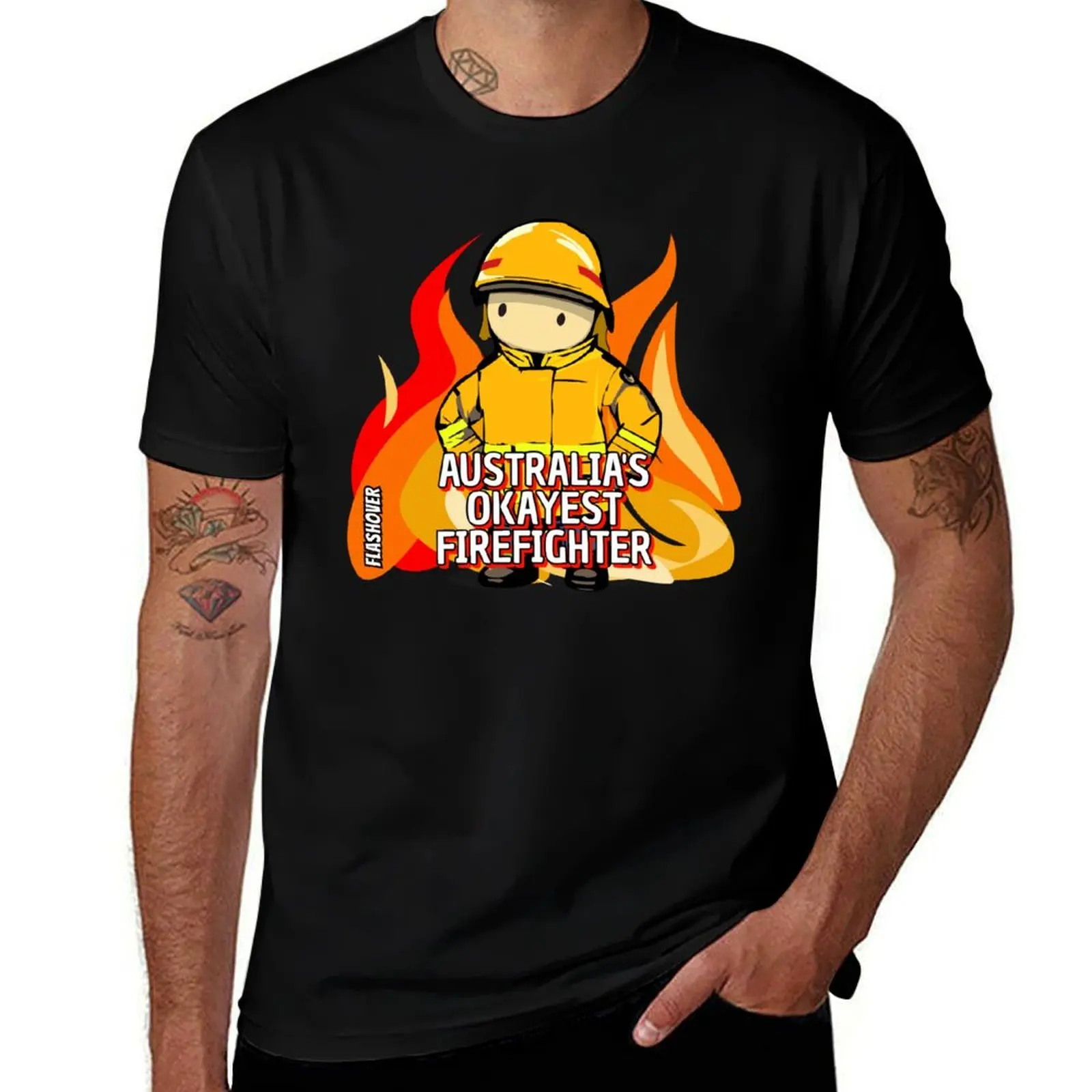 

Australia's Okayest Firefighter T-Shirt men t shirt cotton 100% man t shirt graphic t shirts for man pack white T-Shirt