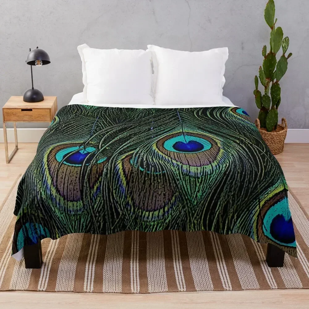 Peacock feathers, bird lover gifts, cool bird outfits, beautiful feather patterns Throw Blanket