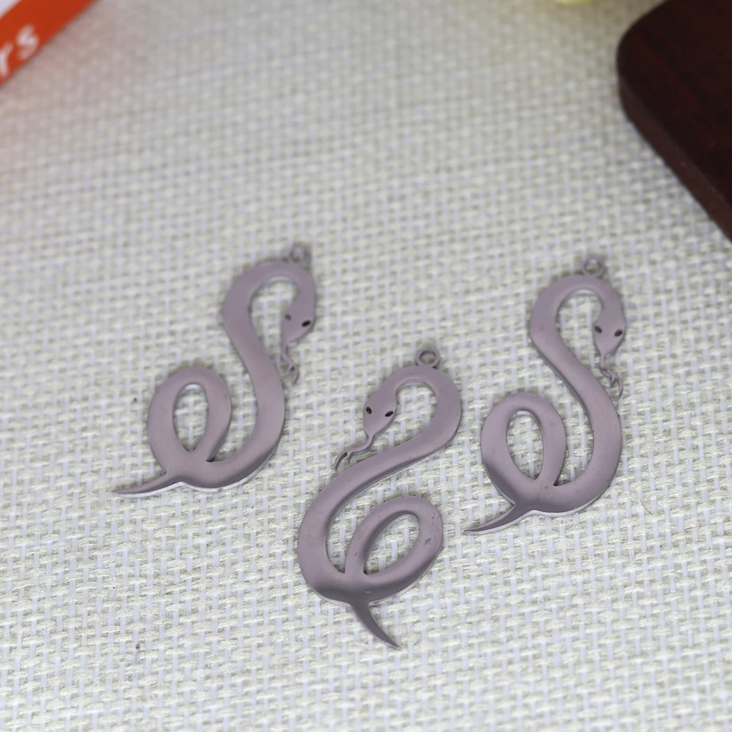 3pcs/Stainless steel laser cutout snake element animal python large pendant DIY necklace earrings jewelry accessories