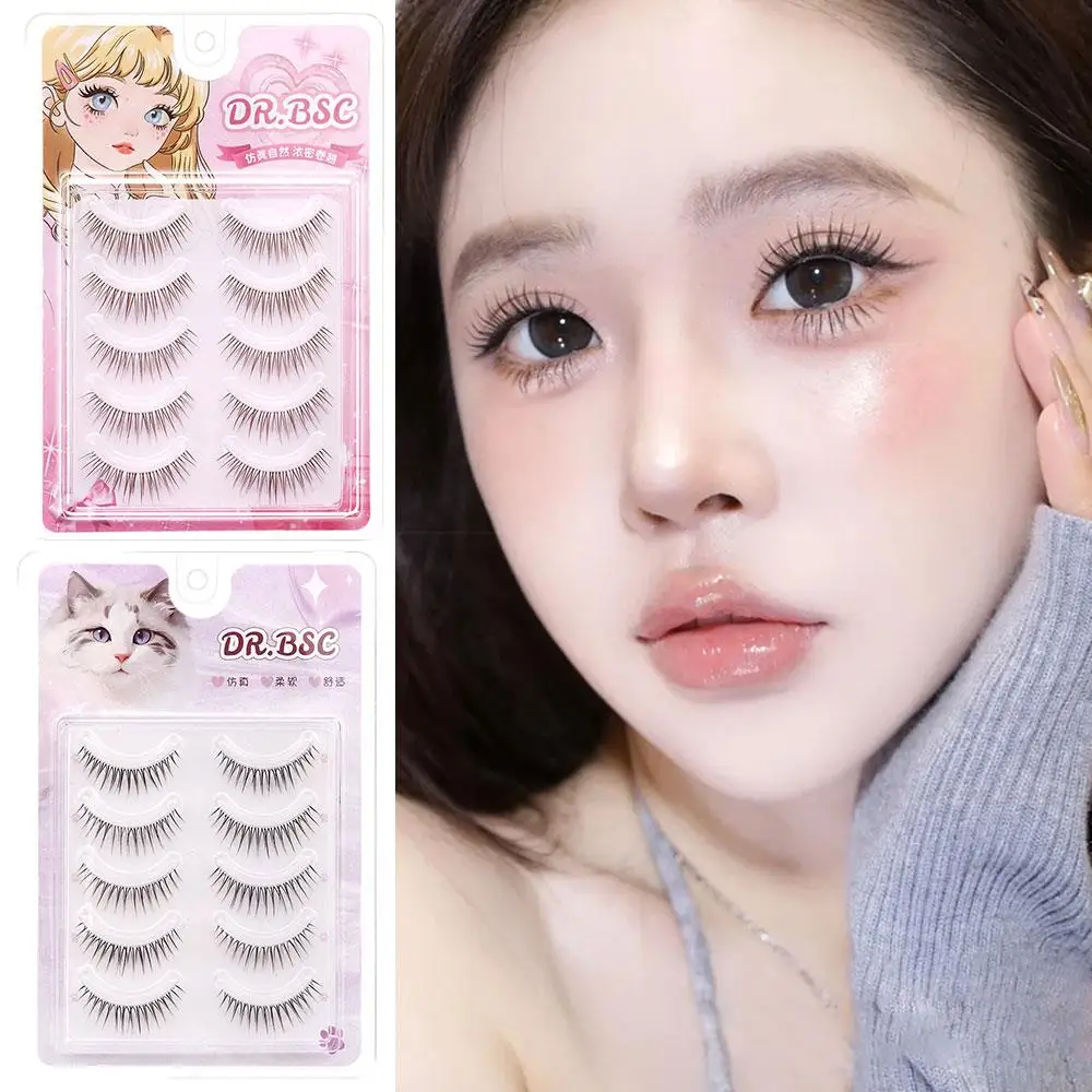 5 pares de pestañas postizas naturales de larga duración extensión de pestañas cruzadas cosméticos útiles maquillaje de ojos reutilizable pestañas postizas