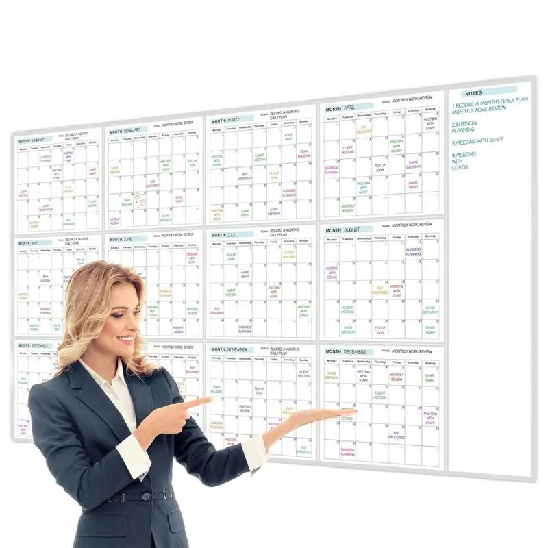 Dry Erase Wall Calendar Erasable Wall Year Calendar Giant Erasable Wall Calendar Blank Undated Yearly Calendar For Organizing &