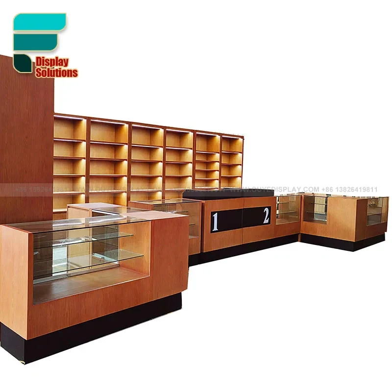custom.Modern Display Cabinet Tempered Glass Panels Secure Lock Design Product Display Counter Style