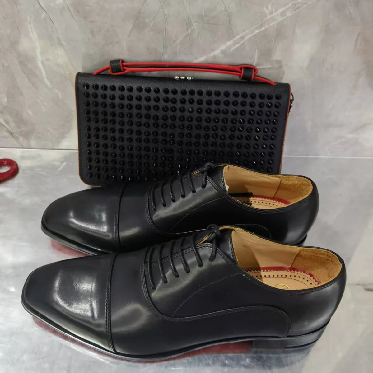 

New Business Oxford Shoes Solid Color First Layer Cowhide Lightweight Non-slip Rubber Sole Business Essential Black Adult