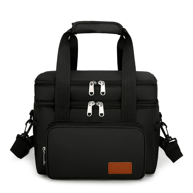 

13L Expandable Double Layer Lunch Bag Insulated Leakproof Cooler Tote with Removable Strap for Office Picnic Travel Men Women