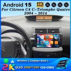 Android 15 Carplay Car Radio For Citroen C4 C-Triomphe Quatre 2004-2014 Navigation GPS Multimedia Player Stereo WiFi Auto DSP BT