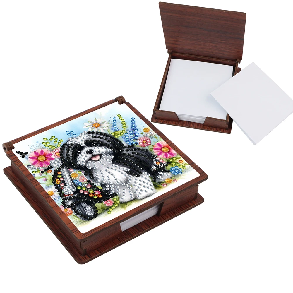 Wooden 5D Diamond Painting Kit Note Box Diamond Art Notebook Box for Home Office School Supplies Holiday Gifts