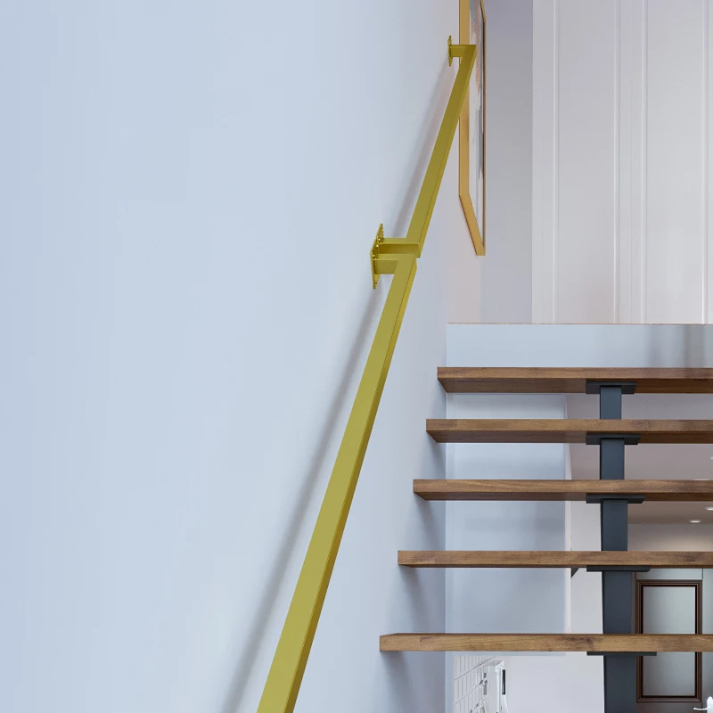 Nordic Minimalist Gold Staircase Handrails Iron Guardrails Railings for Indoor Decorative Use in Household Villas Lofts