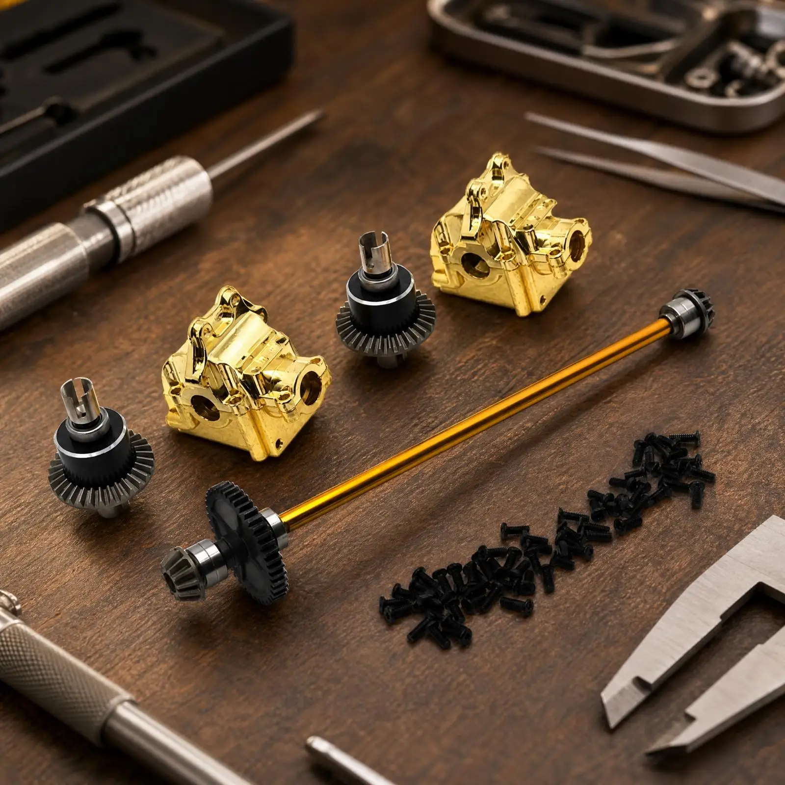 High Strength Metal Differential Gearbox Kit for Wltoys 144010 RC Car Front Rear Install