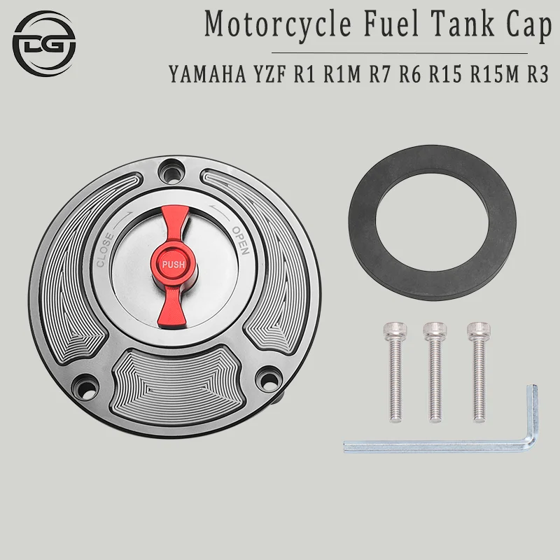Motorcycle fuel cap, made of aluminum alloy, keyless opening, For Yamaha YZF, R1, R15, R15M, R3, R1M, R7, R6