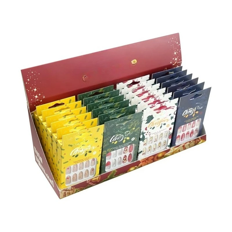 Christmas press fit nail set 24 boxes/pack, various designs, fake nails with box packaging