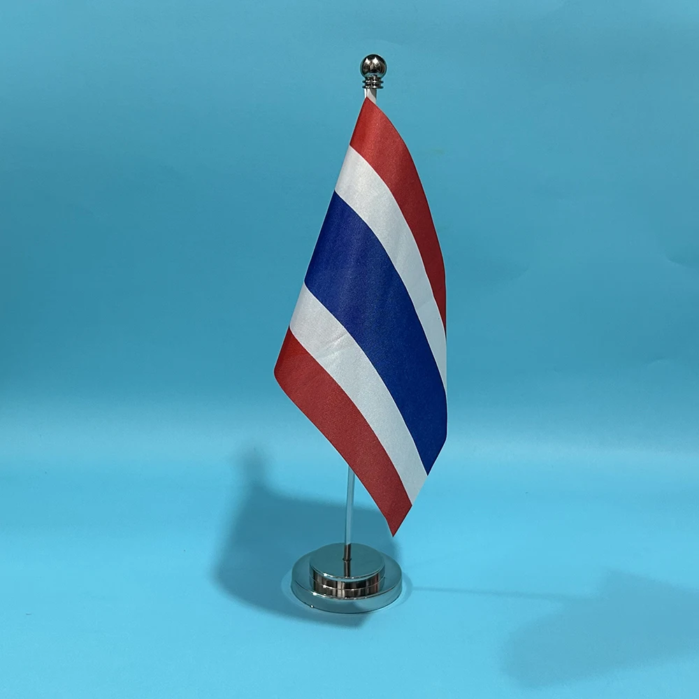 Bandera de escritorio de oficina de 14x21cm, bandera de Tailandia, bandera nacional de poliéster de Tailandia, adornos de escritorio, banderas