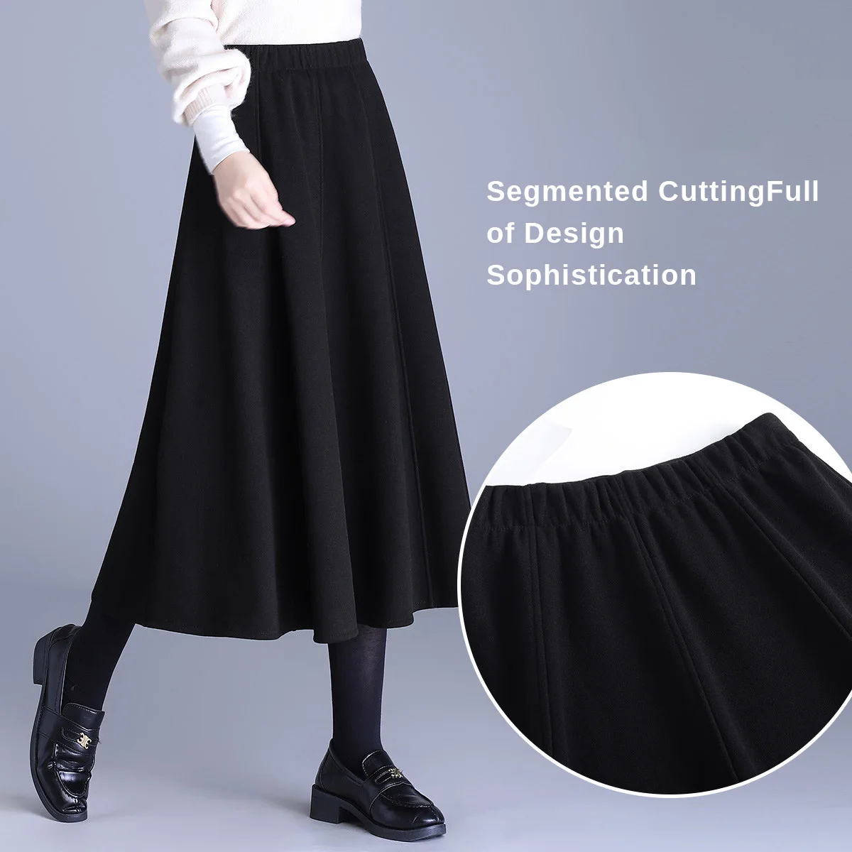 LOUIS YAO Ladylike Chic Umbrella Skirt 2026 Autumn/Winter Minimalist Long A-line Skirt Fleece-Lined Thick Women's Skirt