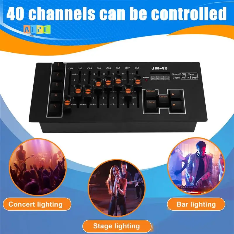 

A12E-JW-40 Mini Console DMX Controller Stage Light Controller For Party DJ Disco Live Concerts KTV Night Club