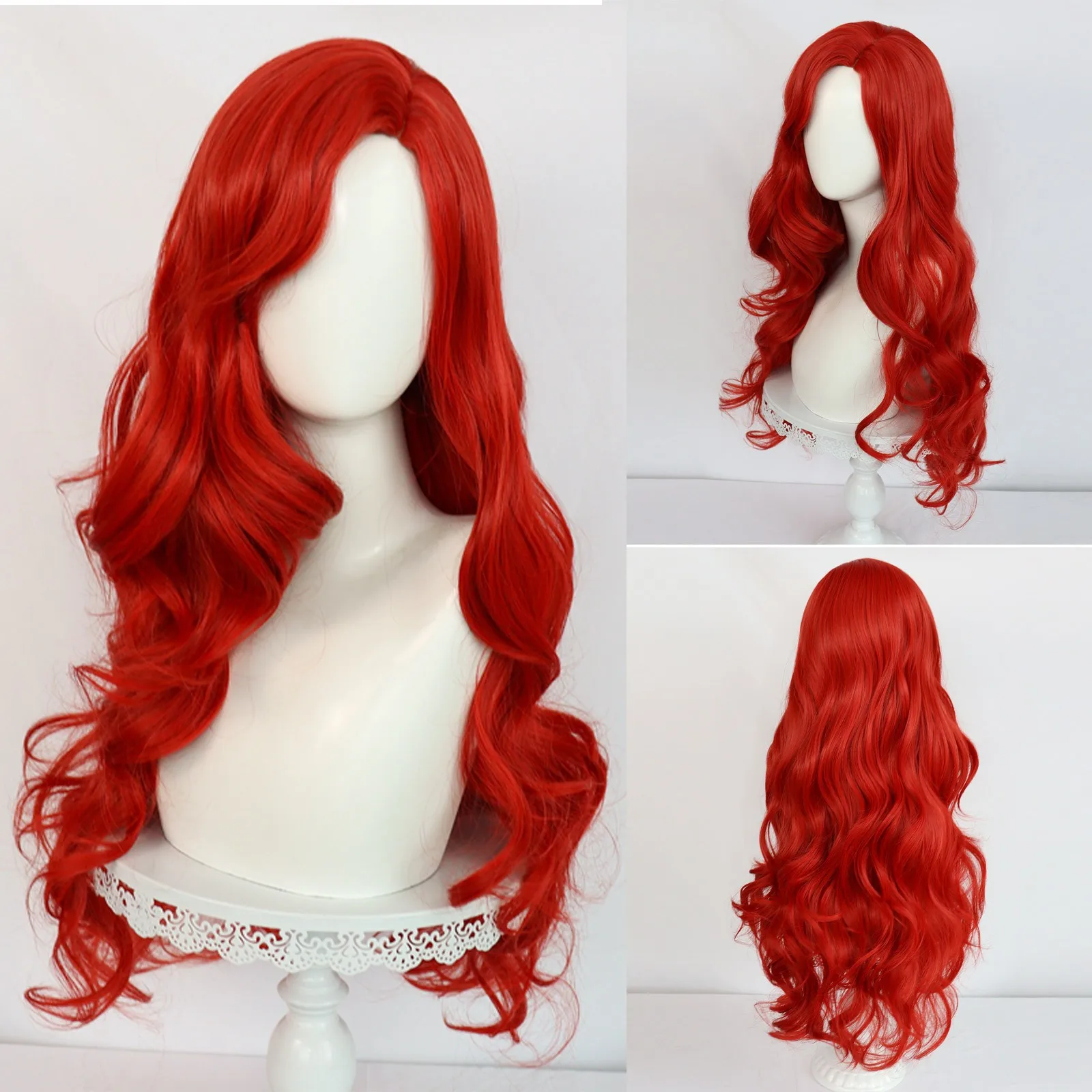 Ruby Gillman Cosply Wig 26 Inch Red Long Curly Synthetic Wig Anime Halloween Wig Role Play Costume