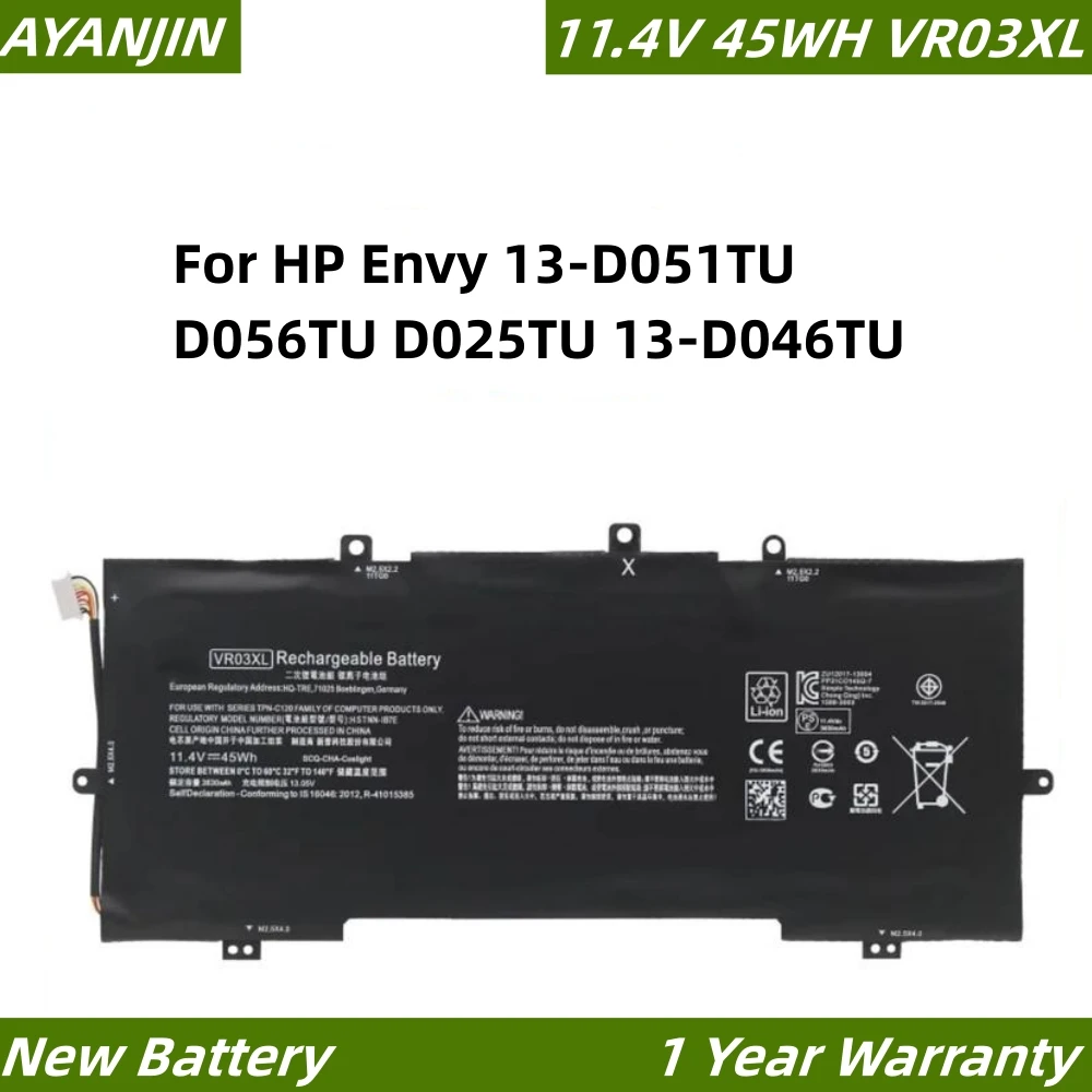 

VR03XL 11.4V 45WH For HP Envy 13-D051TU D056TU D025TU 13-D046TU TPN-C120 HSTNN-IB7E