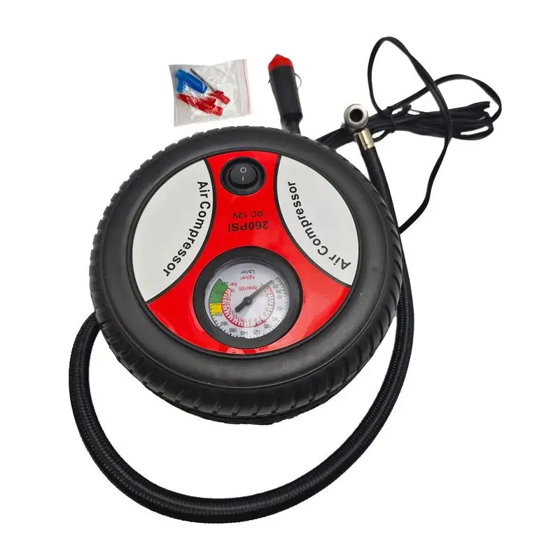 

12V Air Compressor Portable Tire Inflator Portable Electric Tire Pump Multifunctional Inflator With Pointer Pressure Gauges