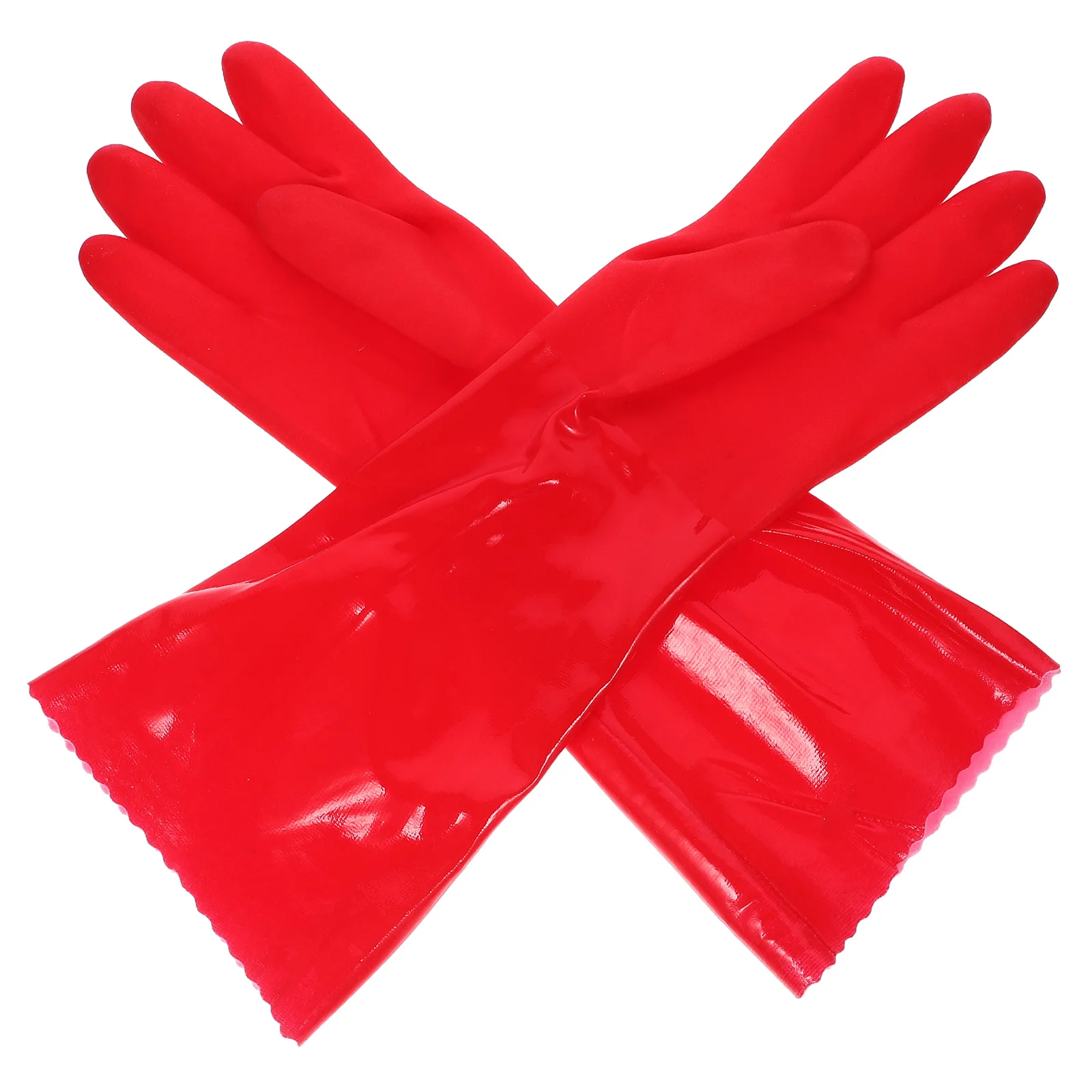 

Dishwashing 37Cm Red Thicken Non-Slip Kitchen Cleaning Housework Gloves For Laundry Garden Car Wash Pet Care Reusable