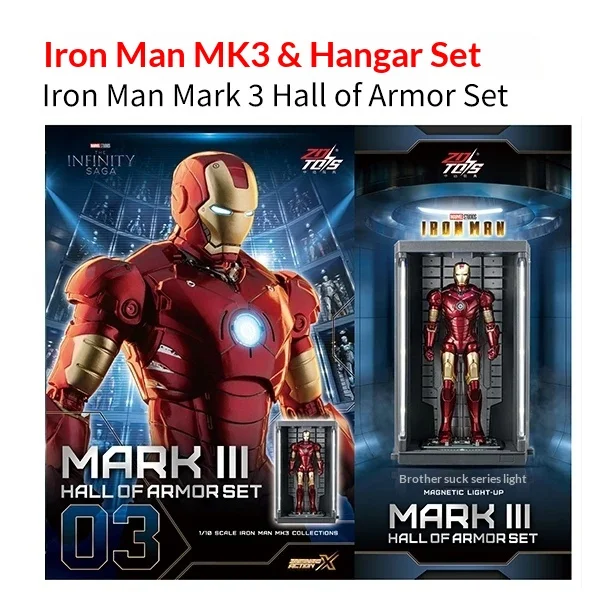 ZDTDS Iron Man Armored Hall 1/10 Mk Series Tony Stark Action Figure Movable Joints Collectible Desktop Gift For Adult Fans