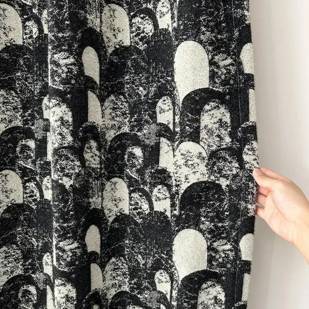 

New Plush Black And White Antique Jacquard Thickened Blackout Curtains For Living Room Bedroom French Window Balcony Window
