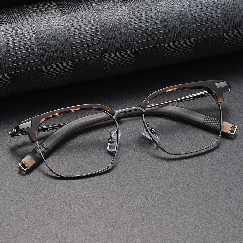 Retro Fashion Men Multi functional Glasses Pure Titanium Acetate Handmade Glasses Anti Blue Light Progressive Eyeglasses