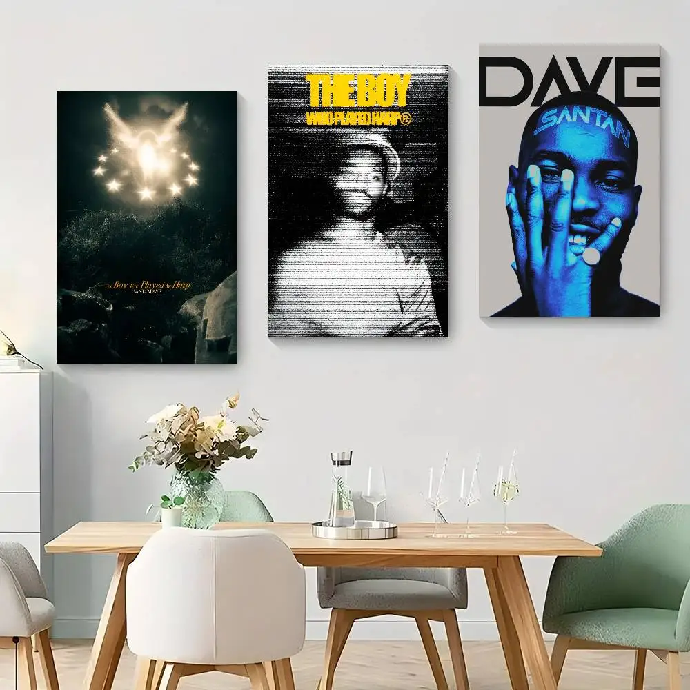Pop Hip Hop Rapper Santan D-dave Album  DIY Sticky Poster Fancy Wall Sticker for Living Room Bar Decoration Wall Decor