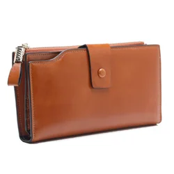 Fashion Genuine Leather Women Purses Female Leather Wallet Cell Phone Pocket Long Women Purse Hasp Lady Bags Card Holder
