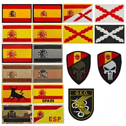 Qualità spagna bandiera distintivo gancio e anello ricamato militare Cool cappello patch spagnolo zaino adesivo spalla di stoffa Applique