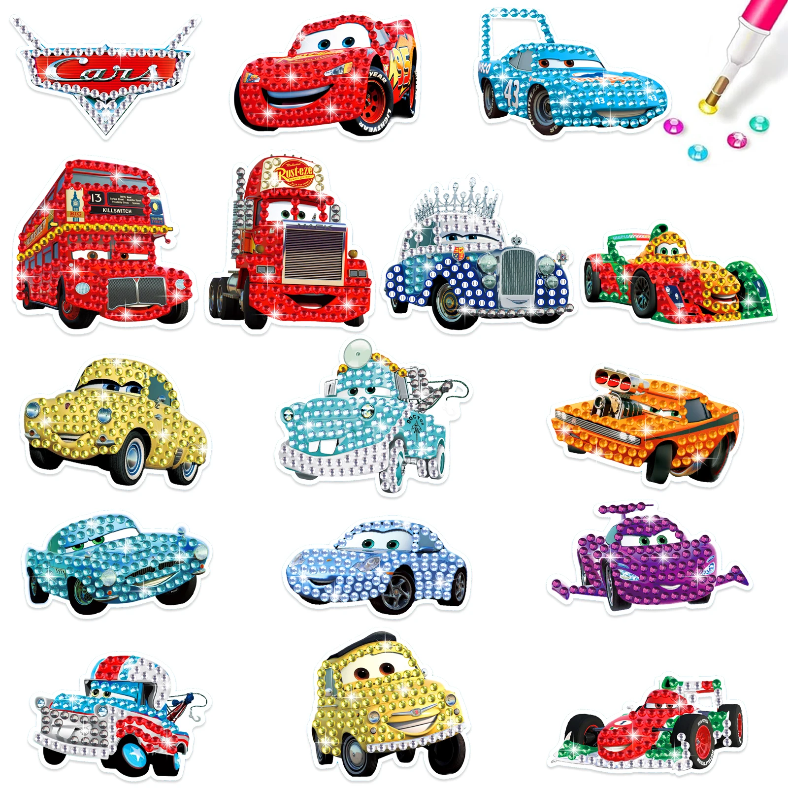 Cartoon Car Children Diamond Painting DIY Handmade Random Point Drill Stick Random Decoration sticker Suit Semi-Finished Product view 2