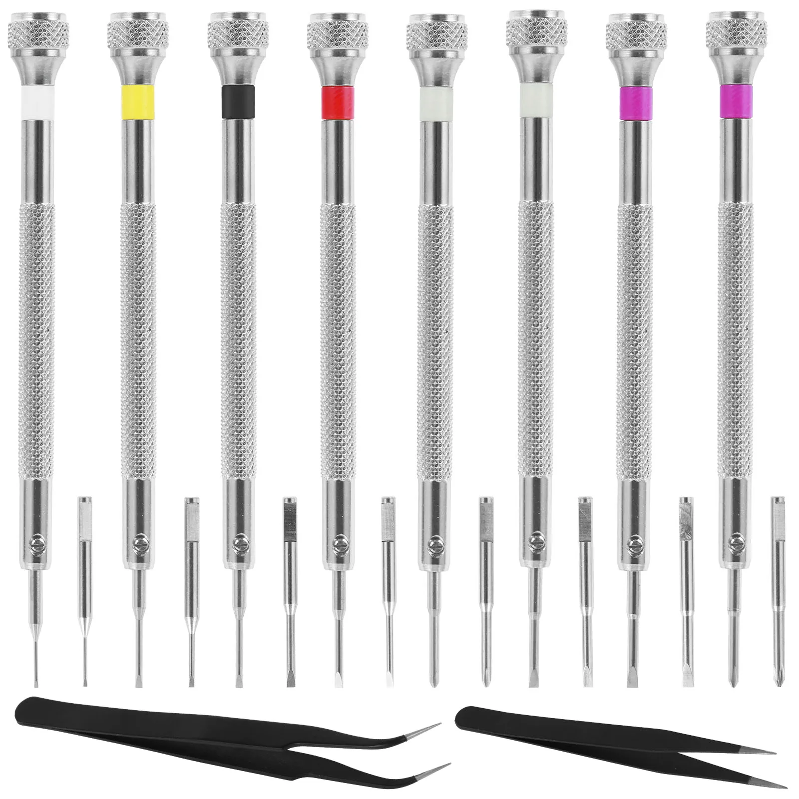 8Pcs Watch Screwdriver Set Professional Jewelry Repair Screwdriver Kit with 8 Spare Bits and 2 Tweezers Sturdy Electronics