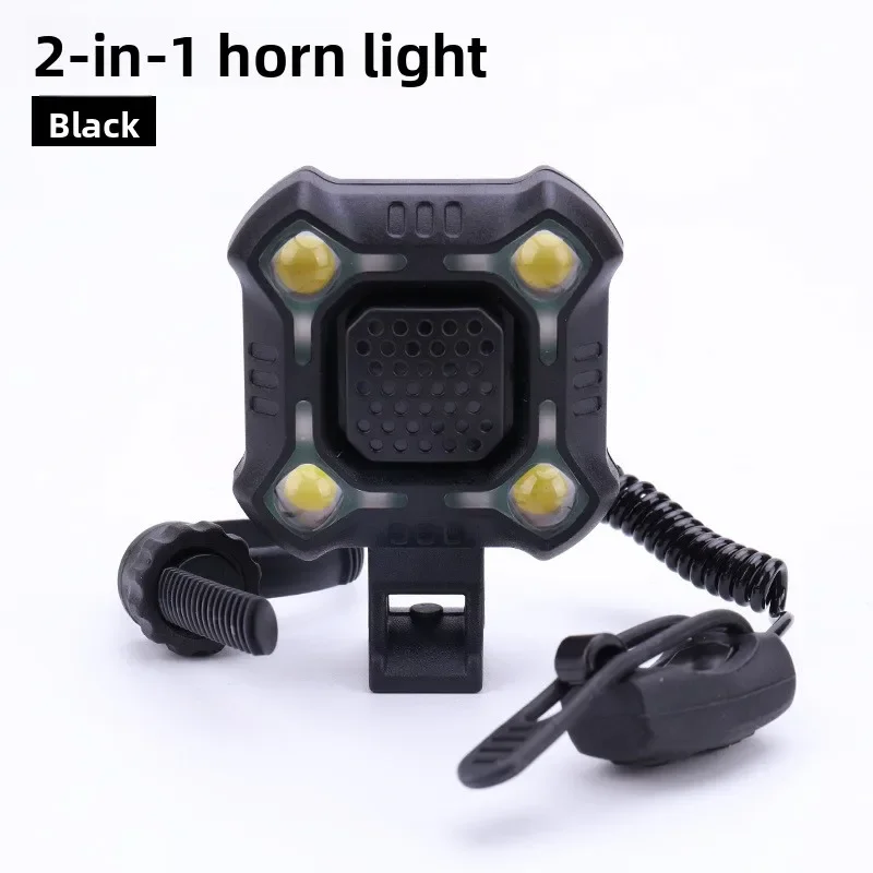 Conjunto de aviso à prova de chuva para passeio noturno de bicicleta LED, acessórios de equitação Luzes de mountain bike Carregamento USB, luzes de buzina, bicicleta de estrada
