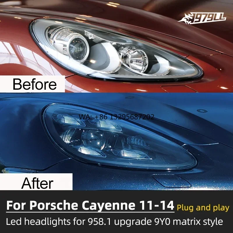

[1979LL]Car lamp 2011 2013 2014 958 958.1 headlight upgrade to 9Y0 2023 PDLS style led headlights for Porsche cayenne 958 92A