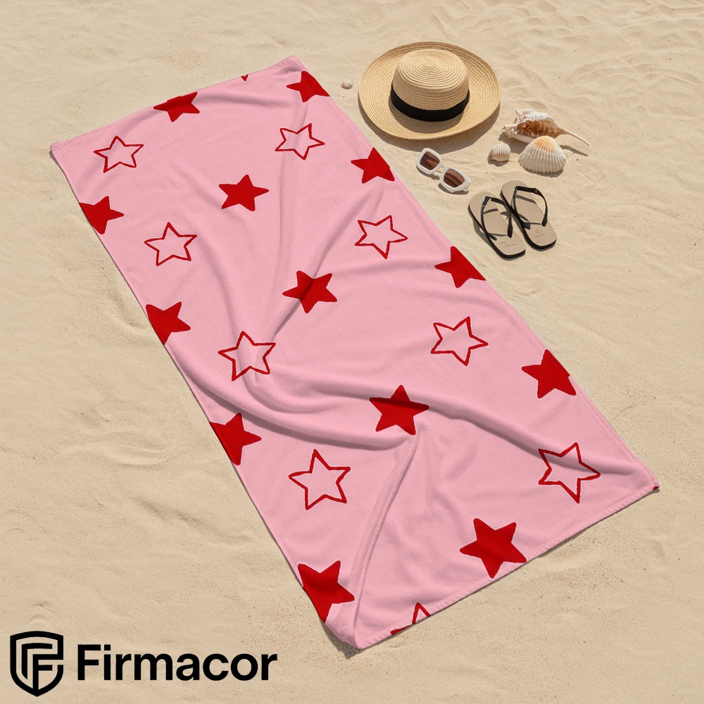 Blush Star Motif Soft Portable Travel Towel Unisex Ultra Lightweight Microfiber Oversized Sand Free Quick Dry Beach Towel