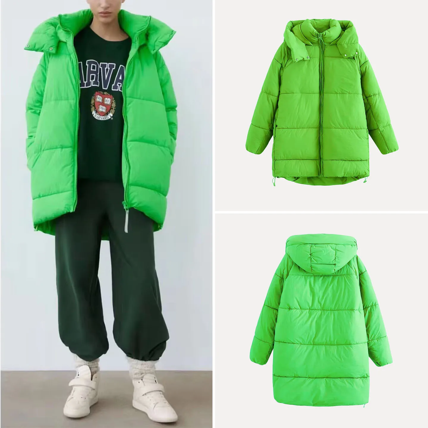 

2025 Autumn New Faion Women's Loose Hooded Stand Collar Jaet Versatile Quali Small ence Commute Cotton Jaet