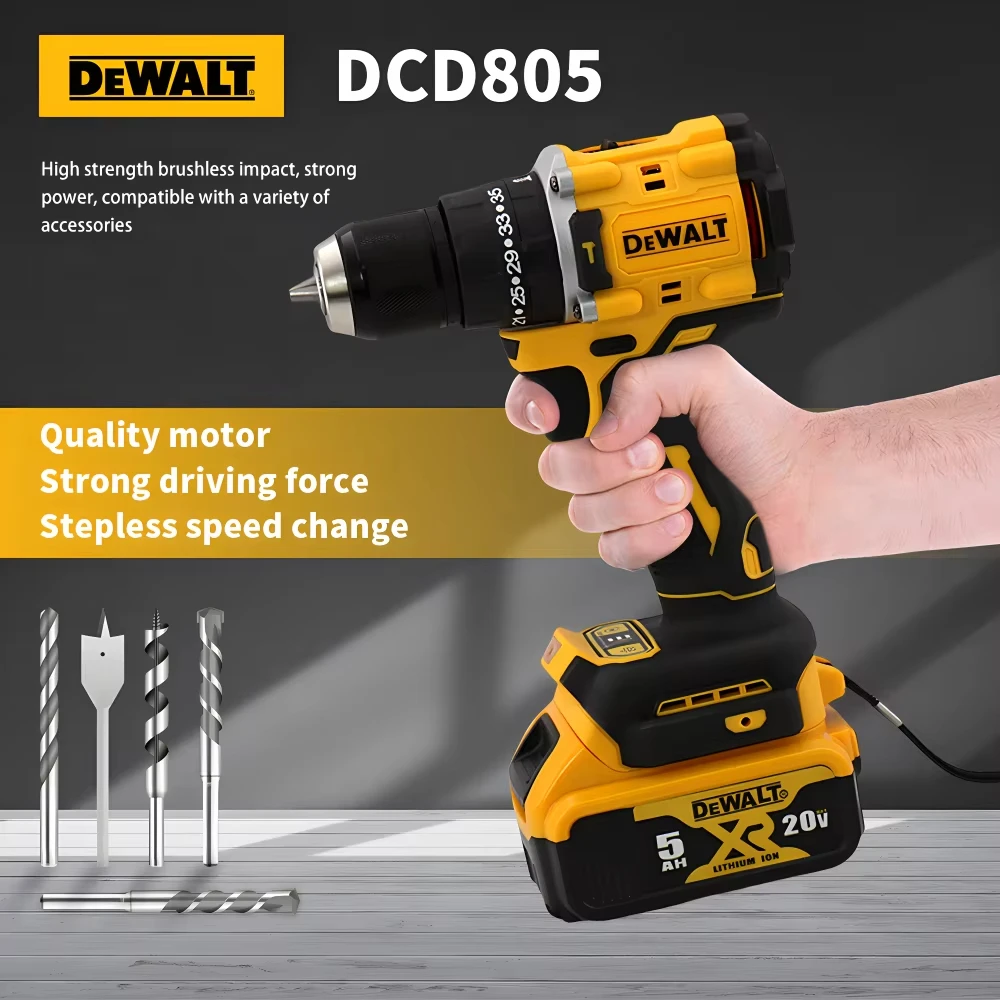 Dewalt DCD800 1650RPM Cordless Impact Drill 1/2 Inch Brushless Electric Screwdriver Lithium Electric Tool For Dewalt 20V Battery