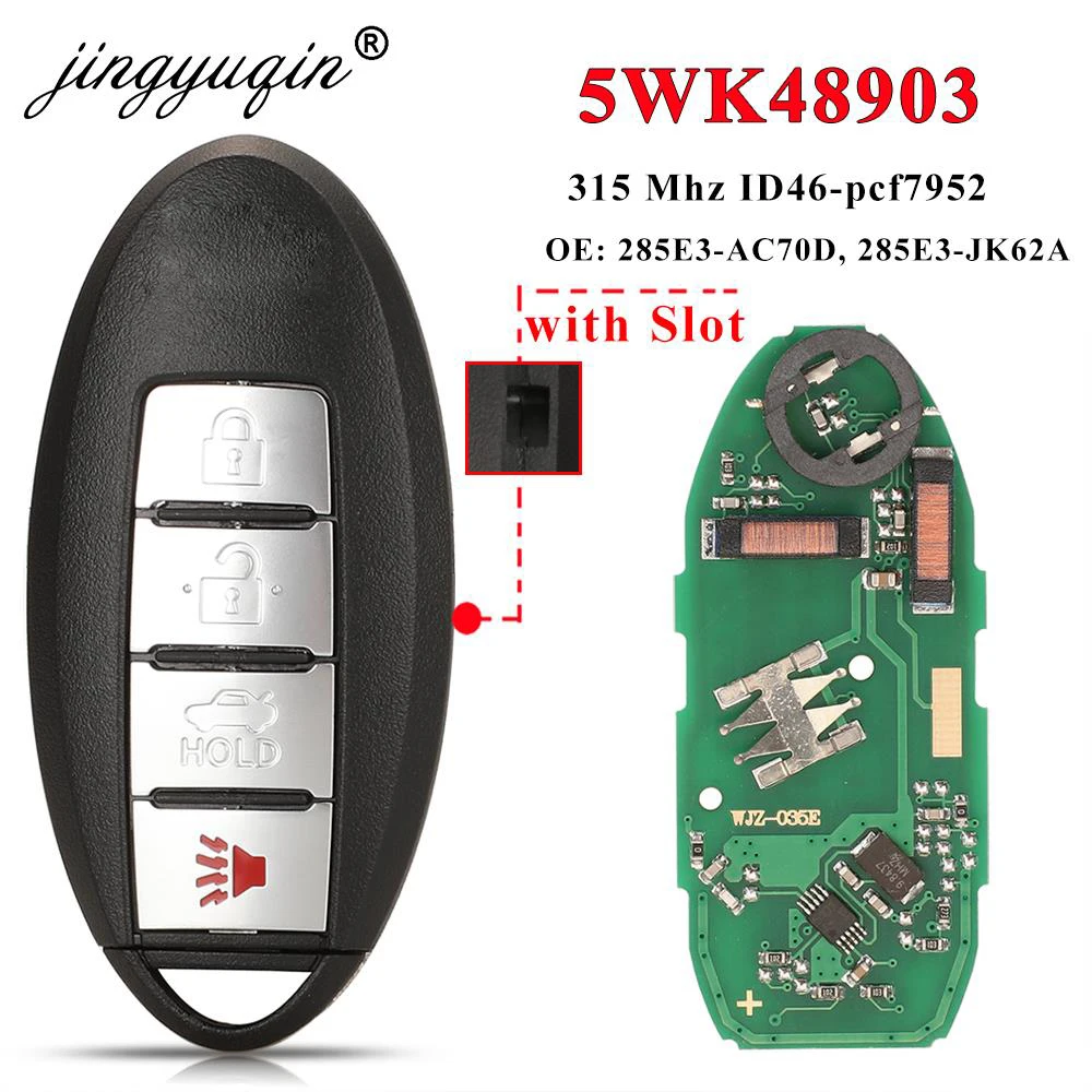 

jingyuqin KR55WK48903 Remote Car Key 315MHz ID46 pcf7952 For Infiniti FX35 FX50 G25 G35 G37 Q40 Q60 QX70 Smart Keyless Entry Fob